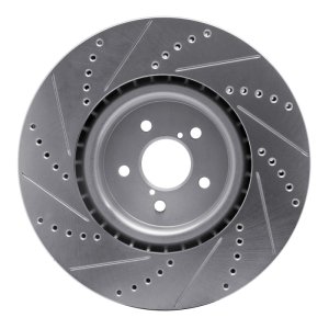 Subaru BRZ Brake Rotor (1) - Front Right - R1 Concepts - Drilled & Slotted - Silver - `03-`25